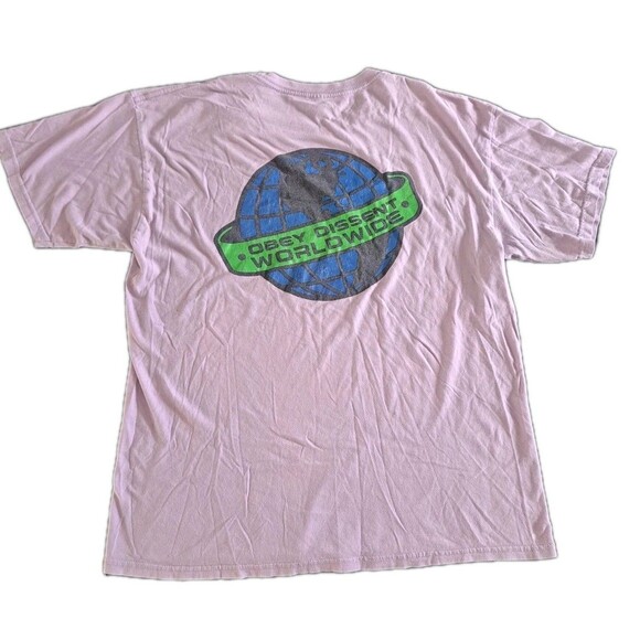 Obey Quality Dissent T-Shirt Men’s Large Purple Earth Logo Graphic Worldwide Tee - Picture 2 of 7